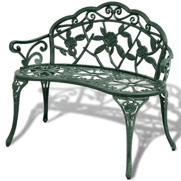 vidaXL Tuinbank 100 cm gietaluminium groen, Tuin en Terras, Tuinbanken, Verzenden, Nieuw, Metaal