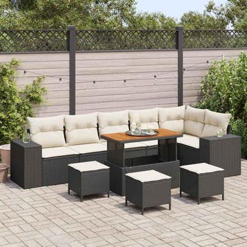 vidaXL Tuin Sofa Set 10 pcs Zwart poly rattan, Verzenden, Nieuw, Meer dan 8 zitplaatsen