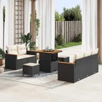 vidaXL Tuinbankenset 8 pcs Zwart poly rattan, Verzenden, Nieuw, Rotan, 8 zitplaatsen