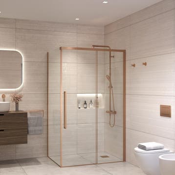 Douchecabine Sanivo Nova Soft Close Brons Helder Glas (Alle, Doe-het-zelf en Verbouw, Ophalen of Verzenden, Nieuw, Douche