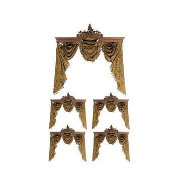 5 Valances with curtains - Gordijnstof (5) - 47 cm - 177 cm