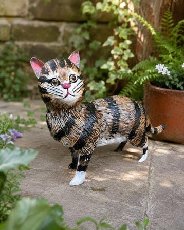 Sculptuuur voor buiten, Handbeschilderde metalen katten