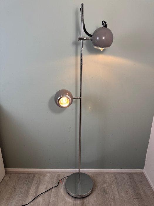 Staande lamp - Retro Space Age Vloerlamp met metalen Bollen, Antiek en Kunst, Kunst | Designobjecten
