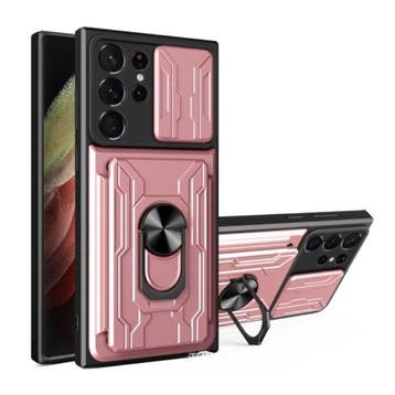 Samsung Galaxy S21 FE - Card Slot Hoesje met Kickstand en, Verzenden, Nieuw