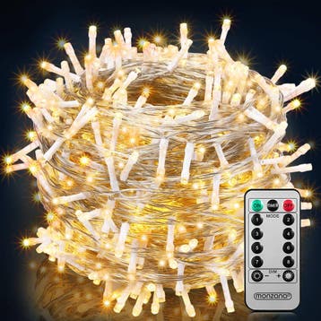 Kerstverlichting Warm Wit 60m transparant Afstandsbediening, Verzenden, Nieuw