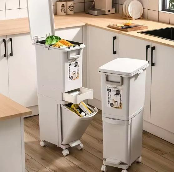 Grote Prullenbak 29L/32L – Dubbel Vak met Voetpedaal, Huis en Inrichting, Woonaccessoires | Prullenbakken, Nieuw, Verzenden