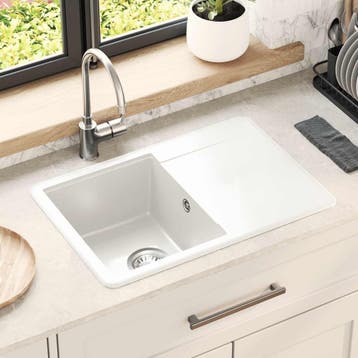 vidaXL Wasbak Wit 670 x 460 mm 80% Kwarts en 20% Hars, Verzenden, Nieuw