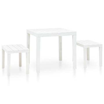 vidaXL Tuintafel met 2 banken kunststof wit, Verzenden, Nieuw, Textileen, 3 zitplaatsen