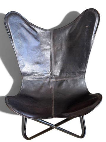 Fauteuil - Vlinderstoel - Leder, Metaal - Vlinderstoel -, Huis en Inrichting, Nieuw