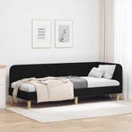 vidaXL Hoekbedframe Zwart 80 x 200 cm Stof, Verzenden, Nieuw, Zwart, Stof