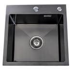 Lendo Online Spoelbak met Kraangat 44x44x20 cm Zwart RVS, Verzenden, Nieuw