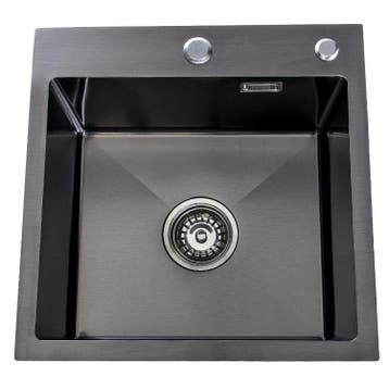 Lendo Online Spoelbak met Kraangat 44x44x20 cm Zwart RVS, Verzenden, Nieuw