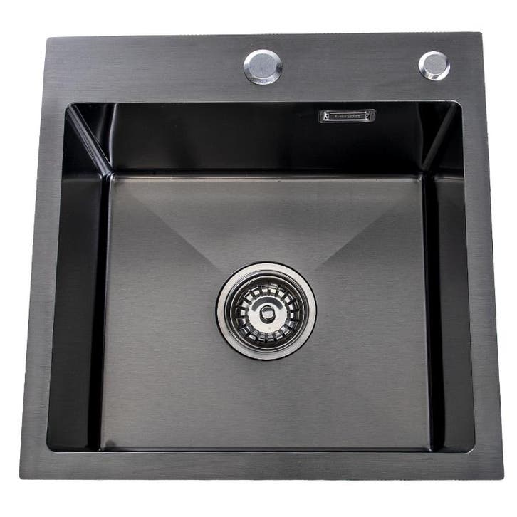 Lendo Online Spoelbak met Kraangat 44x44x20 cm Zwart RVS, Huis en Inrichting, Keuken | Keukenelementen, Nieuw, Verzenden