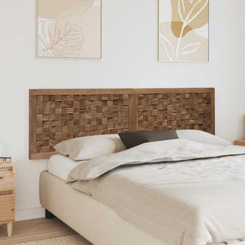 vidaXL Bed Hoofdbord Naturel Massief Teakhout, Huis en Inrichting, Slaapkamer | Bedden, Verzenden, Nieuw, Bruin, Hout