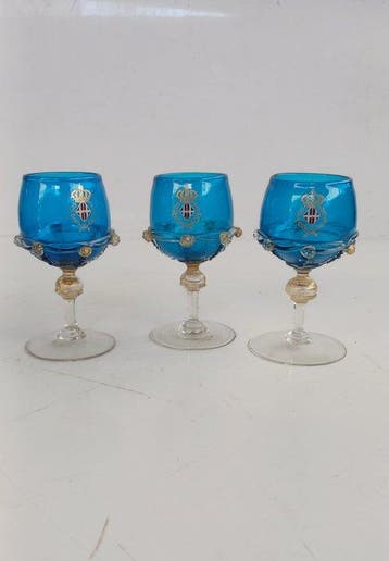 Antonio Salviati murano - Drinkset (3) - Regina Margherita -, Antiek en Kunst, Antiek | Glas en Kristal