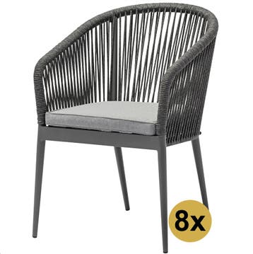 Set van 8 Lissabon dining tuinstoel rope stapelbaar, Tuin en Terras, Tuinstoelen, Ophalen of Verzenden, Nieuw