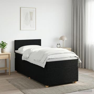 vidaXL Boxspringbed met matras met hoofdeinde Zwart 100 x, Eenpersoons, Verzenden, Zwart, Nieuw