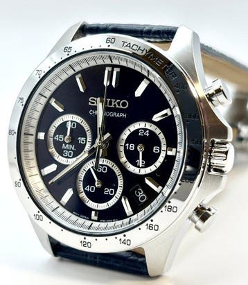 Seiko - Chronograph Dark Blue Dial 100m Date Tachymeter -