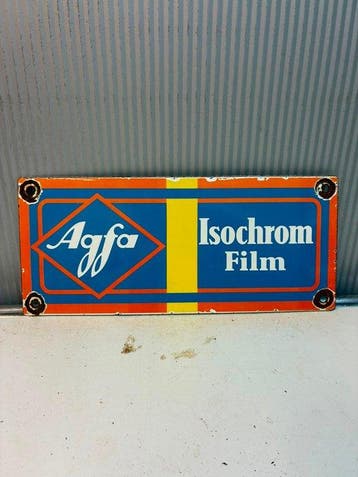 Afga Agfa Isochrom Film – Fotografie – Emaille Reclamebord, Nieuw