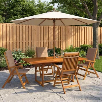 vidaXL 5-delige tuin eetset Naturel Massief Acaciahout, Verzenden, Nieuw