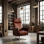 Leren relaxfauteuil Ease - Granada Cognac (donkercognac) -, Nieuw, Ophalen of Verzenden, 50 tot 75 cm, Industrieel, Modern