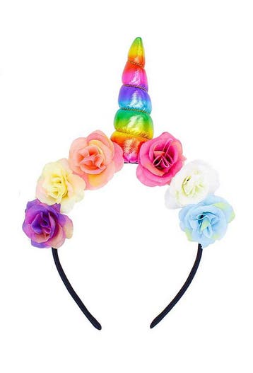 KIMU® Bloemen Eenhoorn Haarband Regenboog Unicorn Diadeem Ge, Ophalen of Verzenden, Nieuw, Carnaval, Accessoires