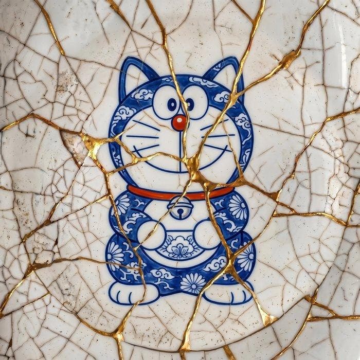 MEDSAN - Kintsugi Doraemon () - UNIQUE WORK, Antiek en Kunst, Kunst | Designobjecten