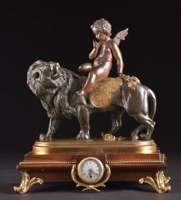 Figurale pendule - CH. Gautier Napoleon III Patinated brons,