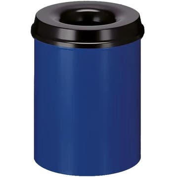 Afvalbak | Metaal | Blauw/Zwart | 15L | Open | Vlamdovend |, Verzenden, Nieuw in verpakking
