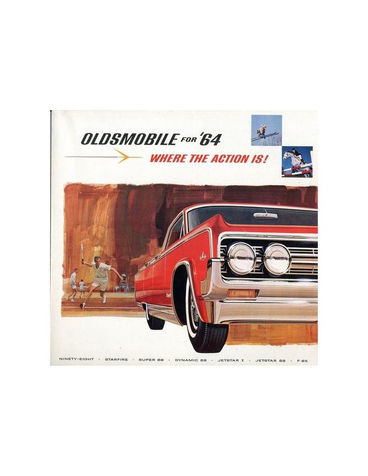 1964 OLDSMOBILE PROGRAMMA BROCHURE ENGELS, Boeken, Auto's | Folders en Tijdschriften