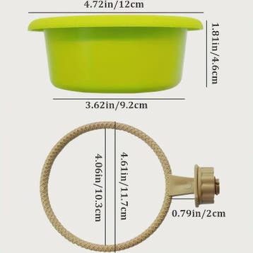 Vogelbadje met Ophangring - Groen Plastic Kom - 12cm Diamete