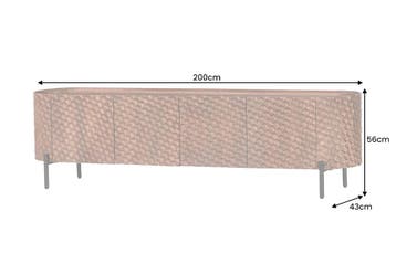 TV-bord ADLON 200 cm 3D massief mangohout met zwart frame -, Ophalen of Verzenden, Nieuw
