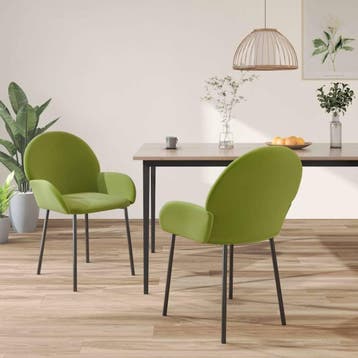 vidaXL Eetkamerstoelen 2 st fluweel lichtgroen, Huis en Inrichting, Stoelen, Verzenden, Nieuw