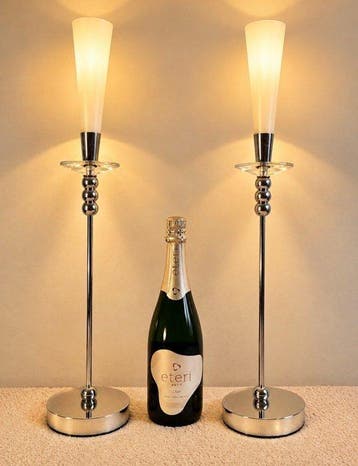 Highlight B.V. - Tafellamp (2) - Diner Set - Chroom, Glas,