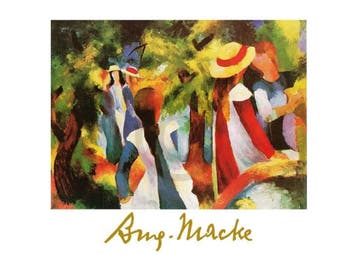 Kunstdruk August Macke - Ragazze sotto gli alberi 70x50cm, Verzenden, Nieuw