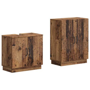 vidaXL 2-delige Badkamerkast Set HOORN Oud hout Bewerkt hout, Verzenden, Nieuw