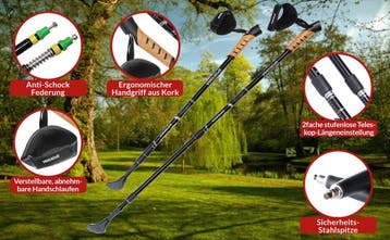 Nordic Walking StokkenTelescopische 1 paar Grijs (Recreatie), Caravans en Kamperen, Verzenden, Nieuw