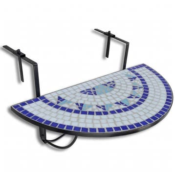 Inklapbare balkon tafel mozaiek - retourdeal met 72% korting, Tuin en Terras, Ophalen of Verzenden, Gebruikt, Ovaal, Metaal