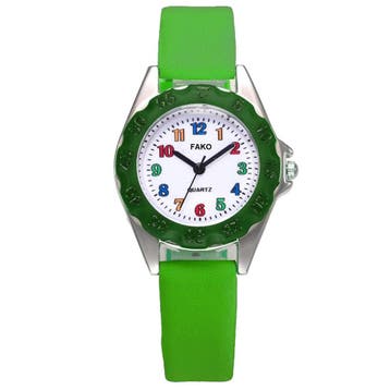 Fako - Kinderhorloge - Regenboog - Ø 32mm - Groen, Verzenden, Nieuw