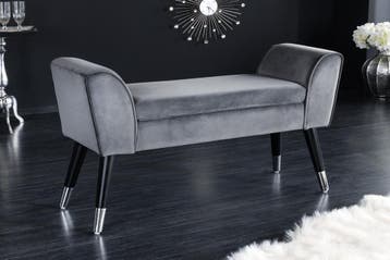 Design bank SCARLETT 90cm grijs zilver fluweel - 43278, Ophalen of Verzenden, Nieuw