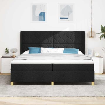 vidaXL Boxspringbed met hoofdeinde Zwart 200 x 200 cm Stof, Verzenden, Zwart, Stof, Nieuw