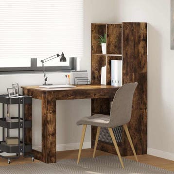 vidaXL Bureau Gerookt eiken Bewerkt hout 122 x 67 x 145 cm, Verzenden, Nieuw