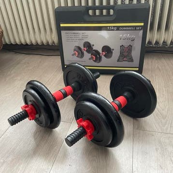 KRAKEN gietijzer dumbbell set 15 kg nieuw in doos, Verzenden, Nieuw