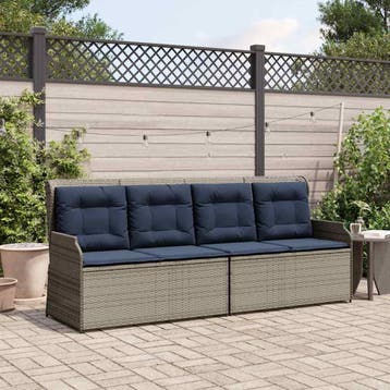 vidaXL Tuinbank Grijs poly rattan, Tuin en Terras, Verzenden, Nieuw, Rotan