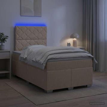 vidaXL Boxspringbed met matras Crèmekleurig 120 x 190 cm, Verzenden, Nieuw, Twijfelaar, Crème