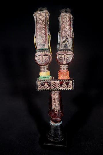 Figuur - Pop Fanti of Fante op een sokkel - 45 cm - Ghana