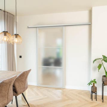 Stalen Schuifdeur met koofsysteem Wit 3 Vlaks Kathedraalglas, Doe-het-zelf en Verbouw, Kozijnen en Schuifpuien, 75 tot 150 cm