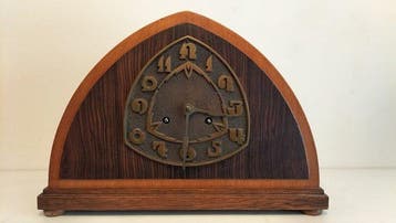 Amsterdamse School pendule klok - Art Deco eiken-