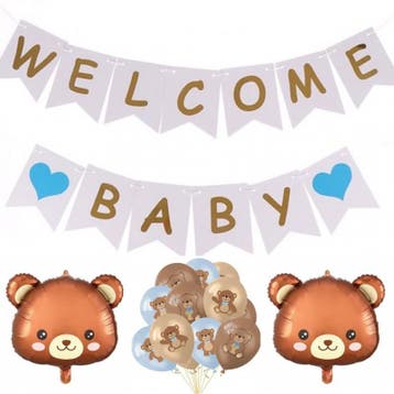 Vier letter ballon blokken Baby wit met 24 ballonnen, Verzenden, Nieuw, Versiering, Geboorte of Huwelijk