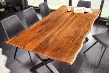 Massief houten eettafel MAMMUT NATURE 180cm acaciaboomrand, Ophalen of Verzenden, Nieuw